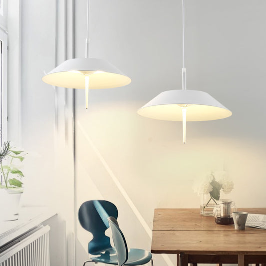 LED Umbrella Shaped Ceiling Pendant Light Industrial Iron 2 Lights White Hanging Light in Warm/White Light White Warm Clearhalo 'Ceiling Lights' 'Modern Pendants' 'Modern' 'Pendant Lights' 'Pendants' Lighting' 165490