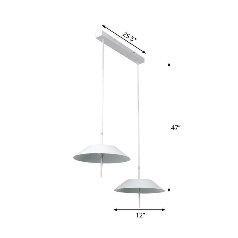 LED Umbrella Shaped Ceiling Pendant Light Industrial Iron 2 Lights White Hanging Light in Warm/White Light Clearhalo 'Ceiling Lights' 'Modern Pendants' 'Modern' 'Pendant Lights' 'Pendants' Lighting' 165493