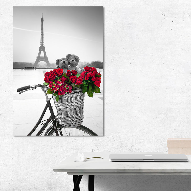 Photographic Print Eiffel Tower Canvas Art Modern Novelty Landmark Wall Decor in Red-Grey Clearhalo 'Art Gallery' 'Canvas Art' 'Contemporary Art Gallery' 'Modern' Arts' 1654964