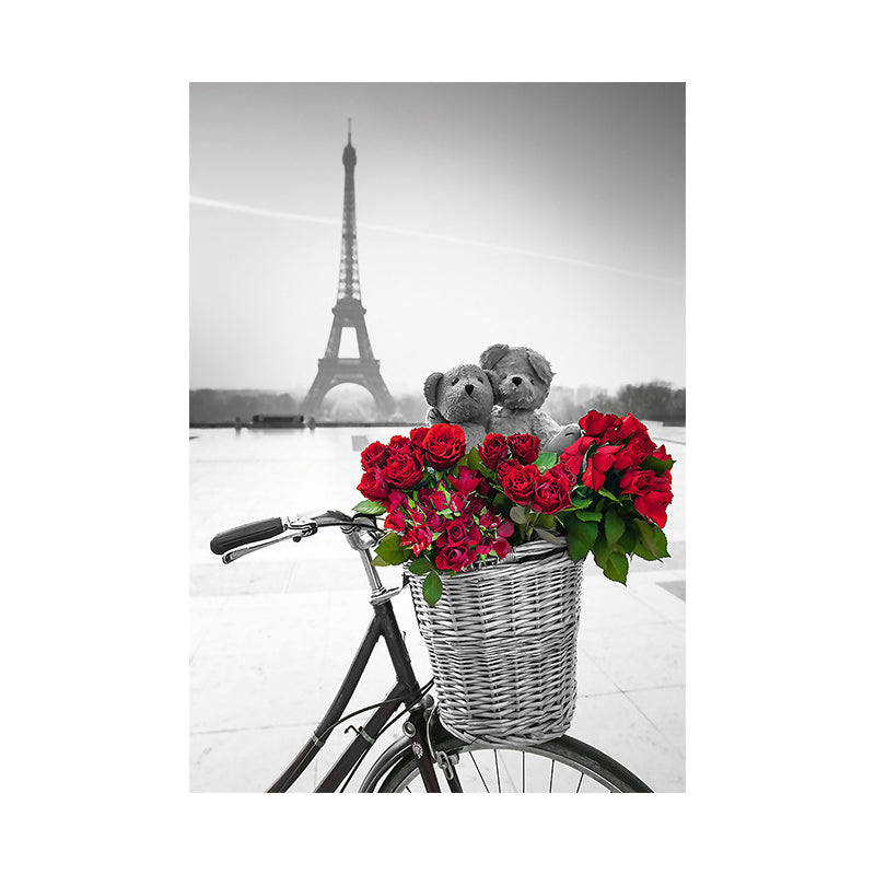 Photographic Print Eiffel Tower Canvas Art Modern Novelty Landmark Wall Decor in Red-Grey Clearhalo 'Art Gallery' 'Canvas Art' 'Contemporary Art Gallery' 'Modern' Arts' 1654965