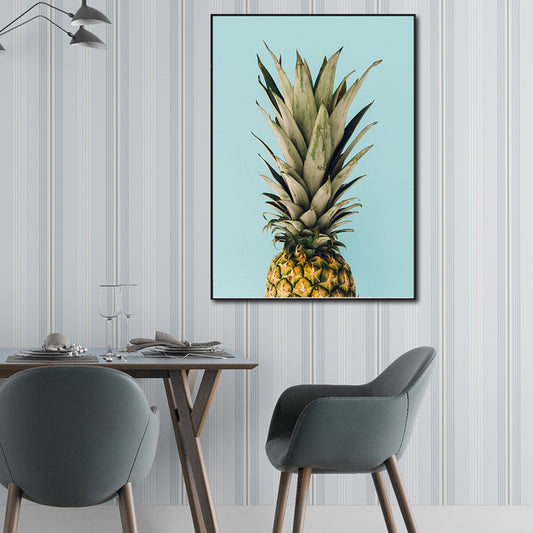 Nordic Photography Pineapple Wall Art Shower Room Canvas Imprime en vert sur bleu