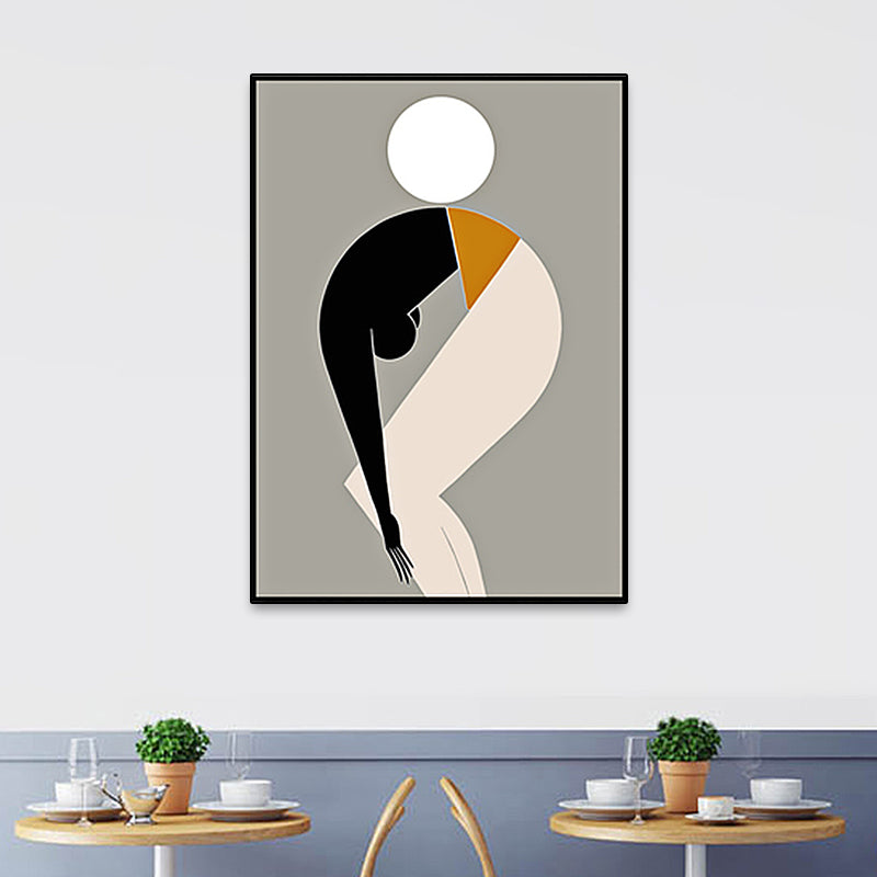 Black Nordic Wall Art Decor Abstract Sport Man with Ball Canvas Print for Living Room Clearhalo 'Arts' 'Canvas Art' 1655117