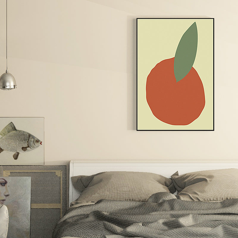 Arte de la pared de naranja y hojas texturizados de lienzo de sala de estar nórdico estampado en color pastel