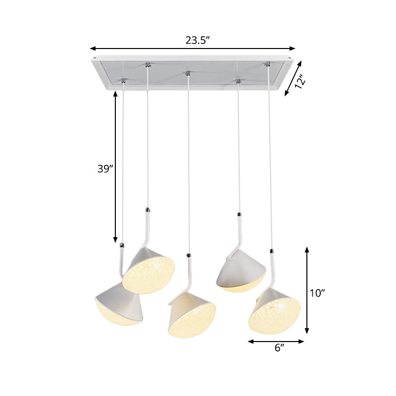 White Cone Ceiling Lamp Minimal Metal 5 Lights Dining Room Pendant Light with Acrylic Diffuser Clearhalo 'Ceiling Lights' 'Modern Pendants' 'Modern' 'Pendant Lights' 'Pendants' Lighting' 165519