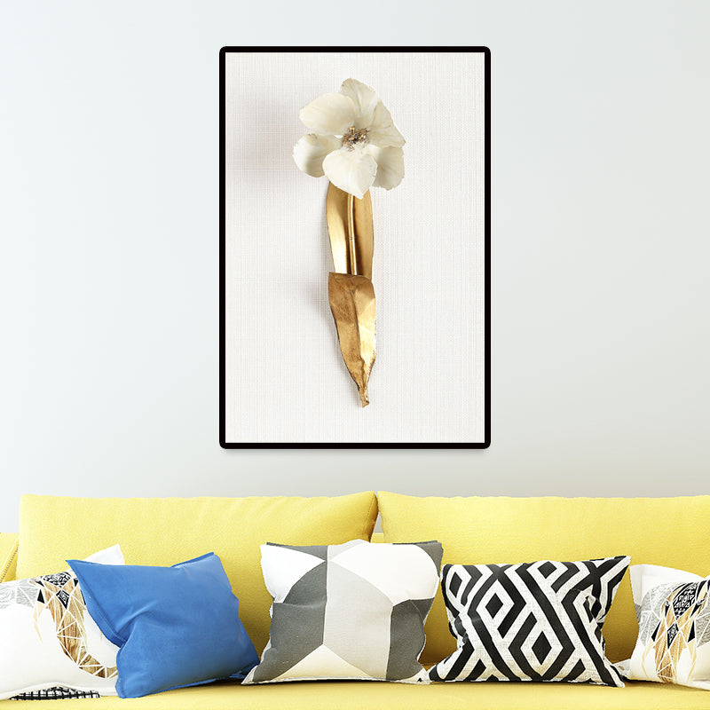 Photography Flower Bouquet Canvas Wall Art for Living Room, Gold and White, Texture Gold Design 3 Clearhalo 'Arts' 'Canvas Art' 1655213