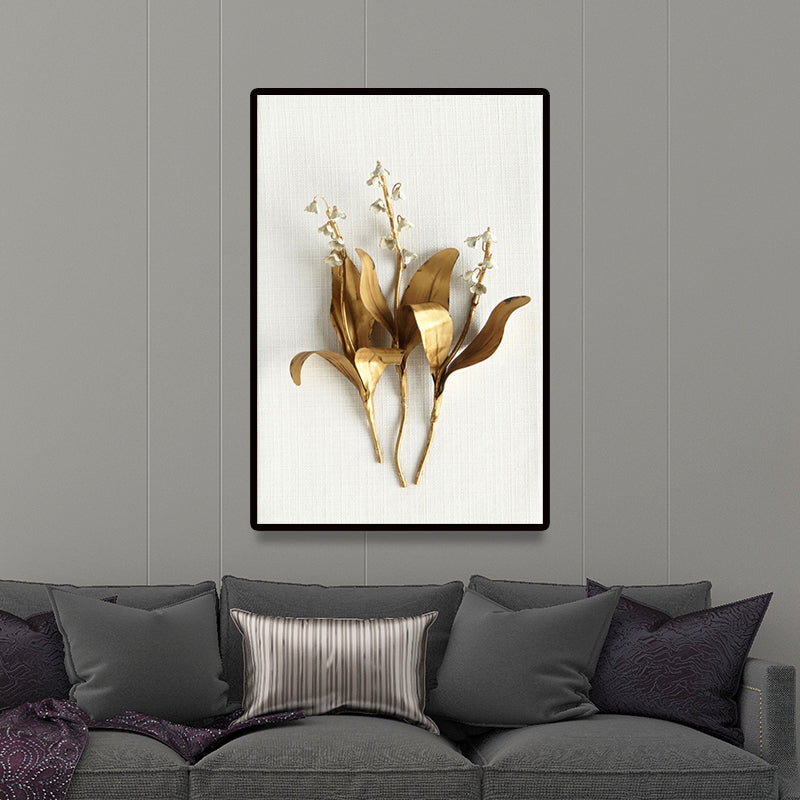 Photography Flower Bouquet Canvas Wall Art for Living Room, Gold and White, Texture Gold Design 1 Clearhalo 'Arts' 'Canvas Art' 1655220