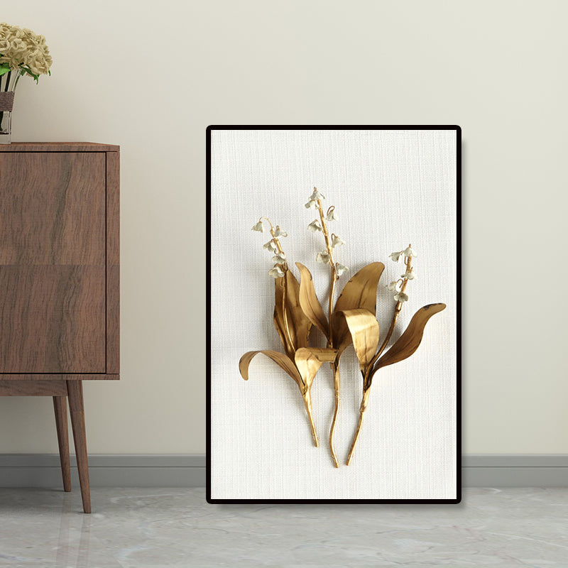 Photography Flower Bouquet Canvas Wall Art for Living Room, Gold and White, Texture Clearhalo 'Arts' 'Canvas Art' 1655221