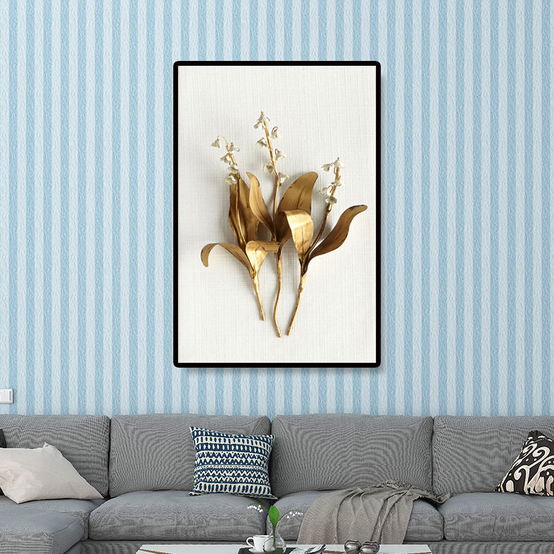 Photography Flower Bouquet Canvas Wall Art for Living Room, Gold and White, Texture Clearhalo 'Arts' 'Canvas Art' 1655222