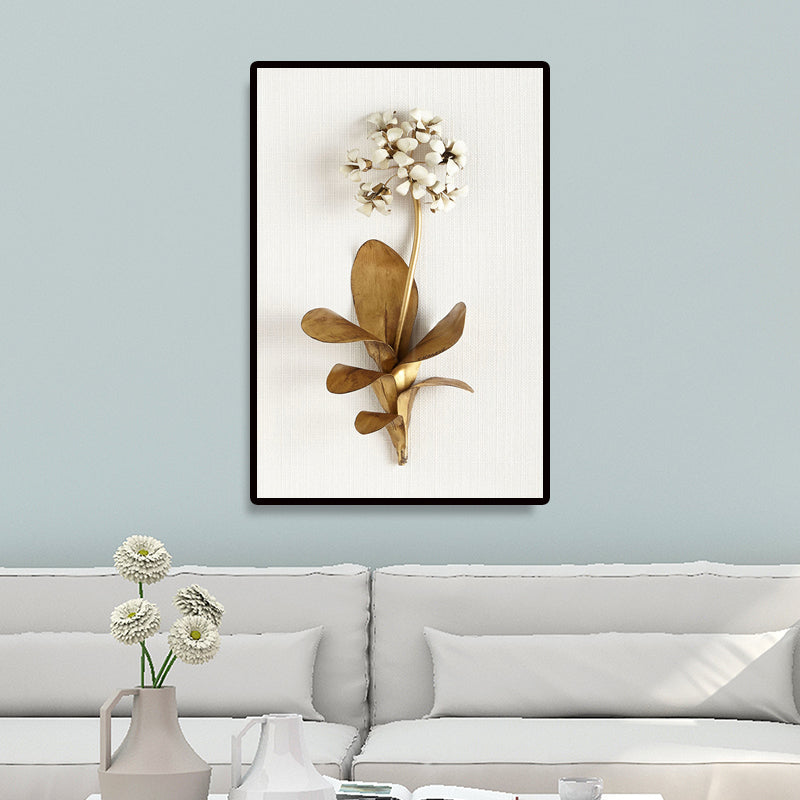 Photography Flower Bouquet Canvas Wall Art for Living Room, Gold and White, Texture Gold Design 2 Clearhalo 'Arts' 'Canvas Art' 1655224