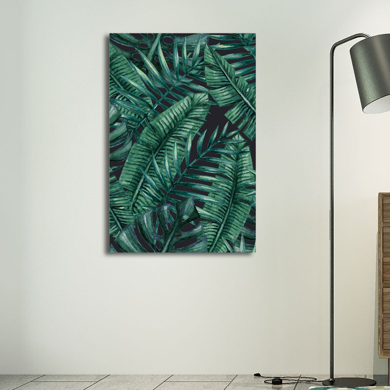 Green Palm Leaves Art Print Textured Surface Nordic Style Living Room Wall Decor Green Clearhalo 'Arts' 'Canvas Art' 1655228