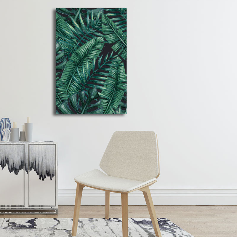 Green Palm Leaves Art Print Textured Surface Nordic Style Living Room Wall Decor Clearhalo 'Arts' 'Canvas Art' 1655229