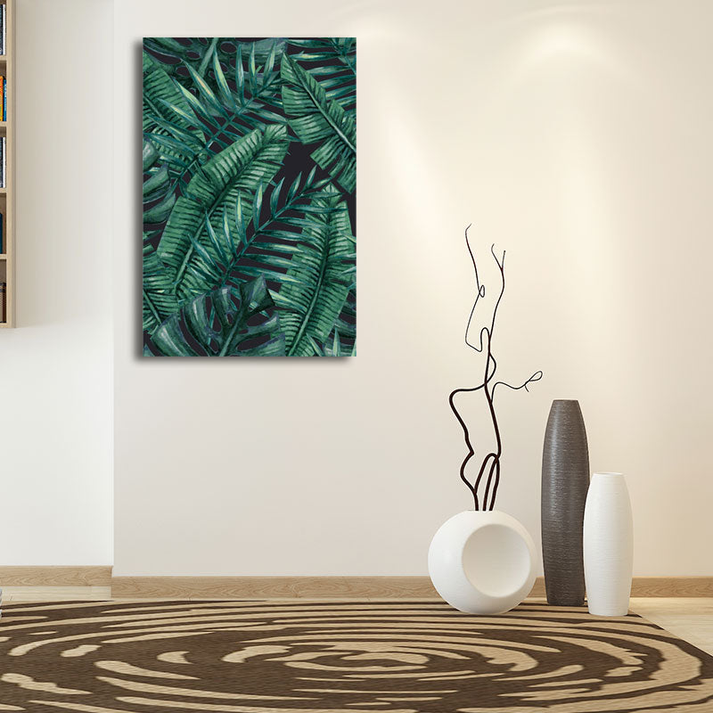 Green Palm Leaves Art Print Textured Surface Nordic Style Living Room Wall Decor Clearhalo 'Arts' 'Canvas Art' 1655230