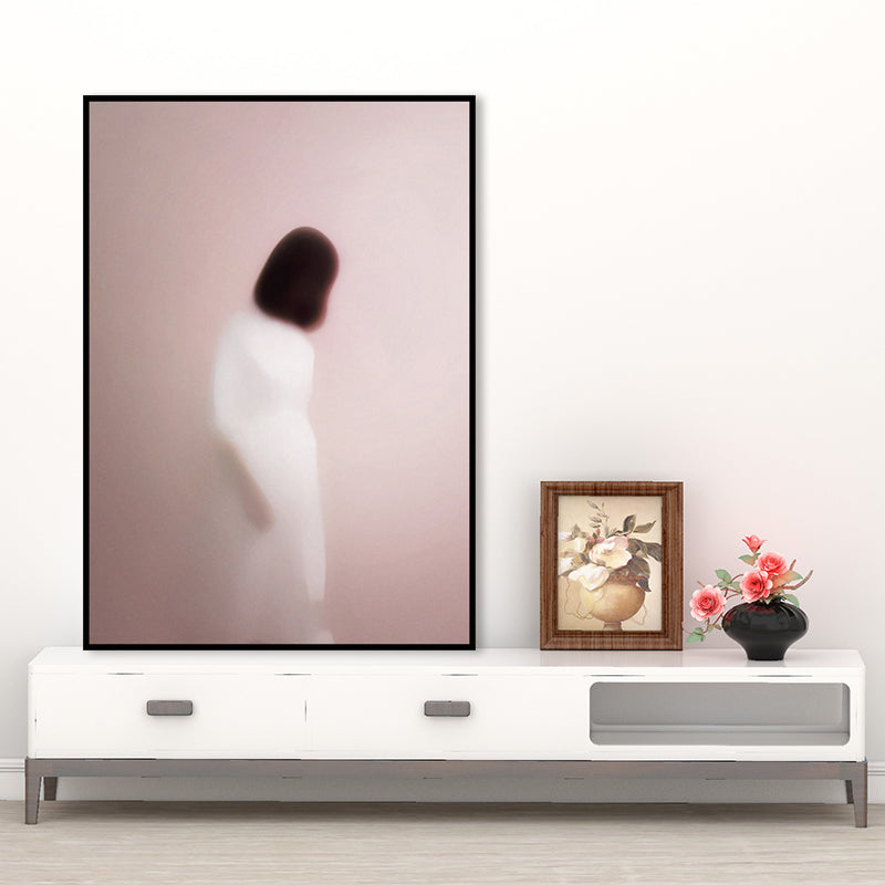 Nordic Wall Art Back of Woman with Short Hair Soft Color Canvas Print for Living Room Clearhalo 'Arts' 'Canvas Art' 1655322