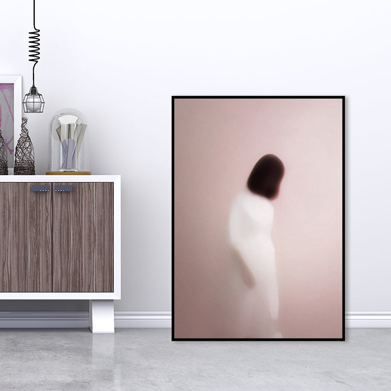 Nordic Wall Art Back of Woman with Short Hair Soft Color Canvas Print for Living Room Clearhalo 'Arts' 'Canvas Art' 1655323