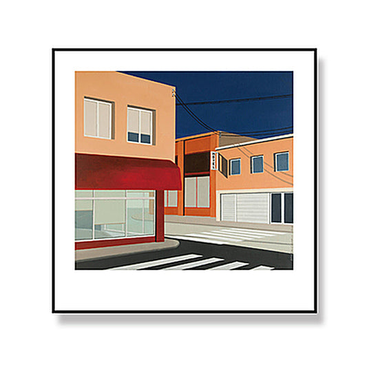 Scandinavian Wall Art Decor Orange City Architecture Canvas Print Square for Home Clearhalo 'Arts' 'Canvas Art' 1655418