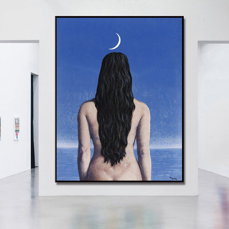 Surrealism Canvas Art Dark Color Magritte Figure Back Painting Wall Decor for Bedroom Clearhalo 'Art Gallery' 'Canvas Art' 'Contemporary Art Gallery' 'Modern' Arts' 1655521