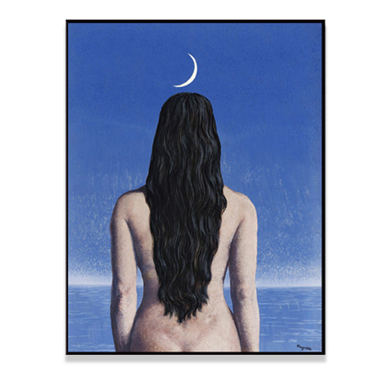 Surrealism Canvas Art Dark Color Magritte Figure Back Painting Wall Decor for Bedroom Clearhalo 'Art Gallery' 'Canvas Art' 'Contemporary Art Gallery' 'Modern' Arts' 1655523