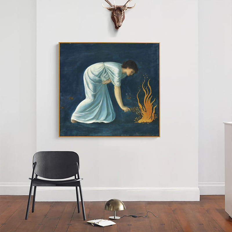 Edward Burne Jones Hero Painting Blue-White Canvas Wall Art Print for Home Decoration Blue Clearhalo 'Arts' 'Canvas Art' 1655531