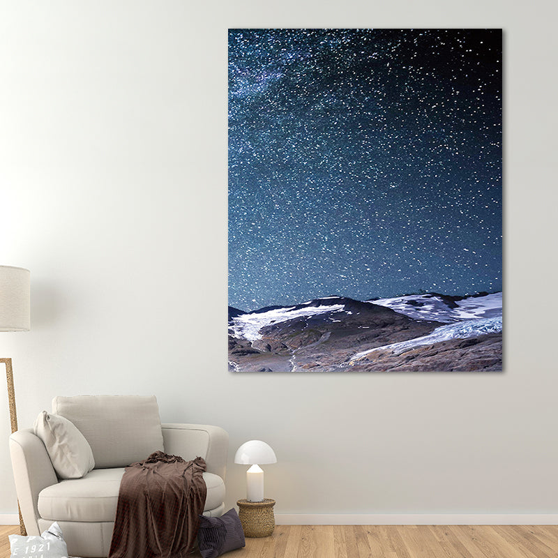 Starry Night Sky Wall Art Contemporary Textured Living Room Canvas Print in Dark Color Dark Blue Clearhalo 'Art Gallery' 'Canvas Art' 'Contemporary Art Gallery' 'Modern' Arts' 1655626