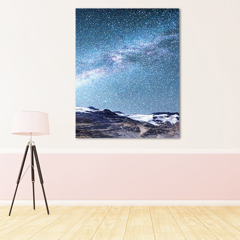 Starry Night Sky Wall Art Contemporary Textured Living Room Canvas Print in Dark Color Blue Clearhalo 'Art Gallery' 'Canvas Art' 'Contemporary Art Gallery' 'Modern' Arts' 1655636
