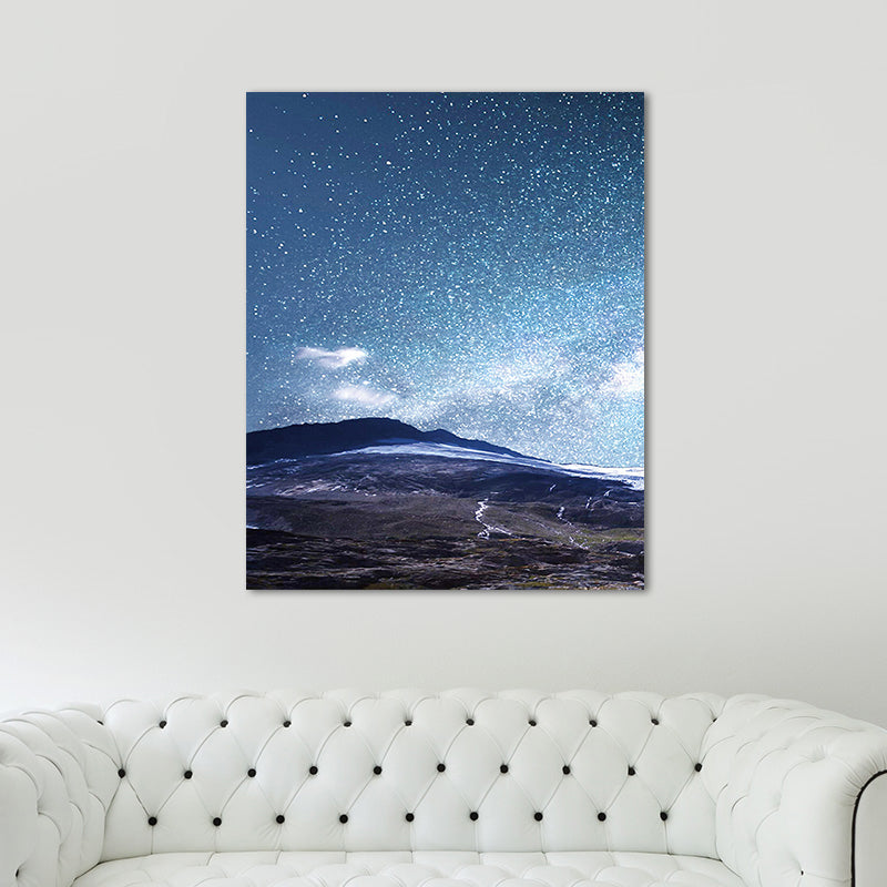 Starry Night Sky Wall Art Contemporary Textured Living Room Canvas Print in Dark Color Clearhalo 'Art Gallery' 'Canvas Art' 'Contemporary Art Gallery' 'Modern' Arts' 1655641