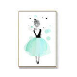 Back of Ballerina Watercolor Canvas Modern Textured Wall Art Print in Green for Girls Room Clearhalo 'Arts' 'Canvas Art' 1655770