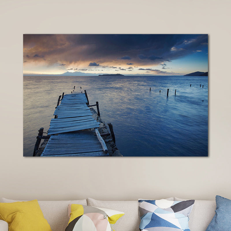 Sundown Bridge Seascape Canvas Textured Contemporary House Interior Wall Art Print Clearhalo 'Art Gallery' 'Canvas Art' 'Contemporary Art Gallery' 'Modern' Arts' 1655943