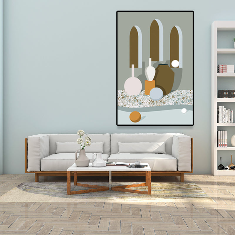 Scandinavian People Art Print Building Space Pastel Color Wrapped Canvas for Living Room Clearhalo 'Arts' 'Canvas Art' 1656052