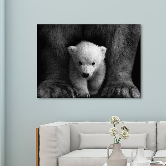 Polar Bear Baby Wall Art Contemporary Textured Canvas Print in Black-Grey for Nursery Clearhalo 'Art Gallery' 'Canvas Art' 'Contemporary Art Gallery' 'Modern' Arts' 1656224