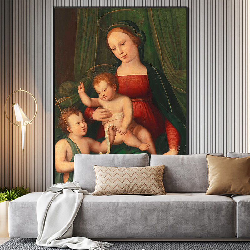 Global Inspired Christian Saint Painting Dark Color Religion Wall Art for Home Green Design 2 Clearhalo 'Arts' 'Canvas Art' 1656396