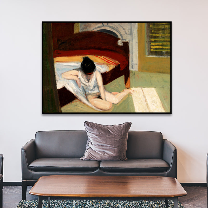 Edward Hopper Summer Interior Painting Modern Textured Canvas Wall Art in White for Room White Clearhalo 'Art Gallery' 'Canvas Art' 'Contemporary Art Gallery' 'Modern' Arts' 1656467