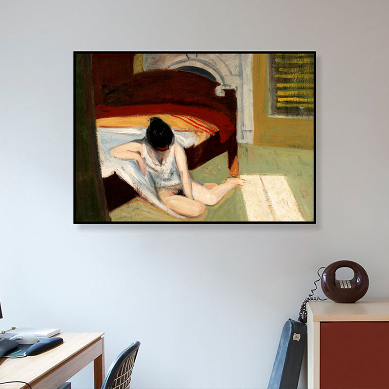 Edward Hopper Summer Interior Painting Modern Textured Canvas Wall Art in White for Room Clearhalo 'Art Gallery' 'Canvas Art' 'Contemporary Art Gallery' 'Modern' Arts' 1656468