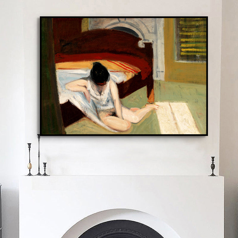 Edward Hopper Summer Interior Painting Modern Textured Canvas Wall Art in White for Room Clearhalo 'Art Gallery' 'Canvas Art' 'Contemporary Art Gallery' 'Modern' Arts' 1656469