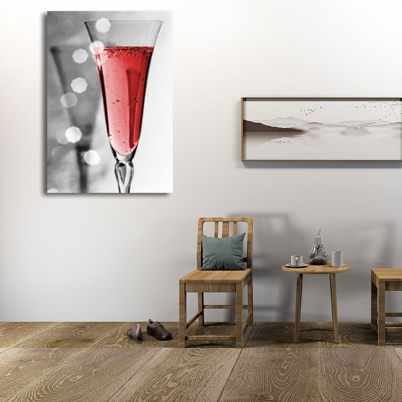 Red Modernist Canvas Art Luxury Wine and Glass Paintings for Restaurant, Multiple Size Options Clearhalo 'Art Gallery' 'Canvas Art' 'Contemporary Art Gallery' 'Modern' Arts' 1656503