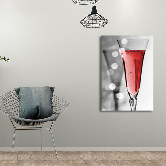 Red Modernist Canvas Art Luxury Wine and Glass Paintings for Restaurant, Multiple Size Options Clearhalo 'Art Gallery' 'Canvas Art' 'Contemporary Art Gallery' 'Modern' Arts' 1656504