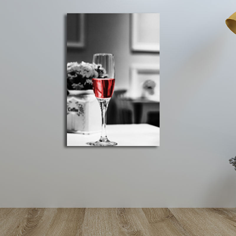 Red Modernist Canvas Art Luxury Wine and Glass Paintings for Restaurant, Multiple Size Options Clearhalo 'Art Gallery' 'Canvas Art' 'Contemporary Art Gallery' 'Modern' Arts' 1656507