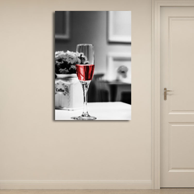 Red Modernist Canvas Art Luxury Wine and Glass Paintings for Restaurant, Multiple Size Options Clearhalo 'Art Gallery' 'Canvas Art' 'Contemporary Art Gallery' 'Modern' Arts' 1656508