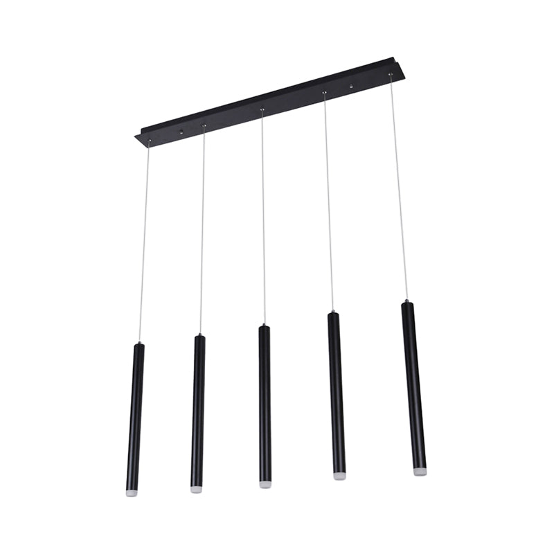 Black Pipe Pendant Lighting Modern 5/16 Lights Metal Cluster Pendant Light with Linear/Round/Rectangle Canopy in Warm/White Clearhalo 'Ceiling Lights' 'Modern Pendants' 'Modern' 'Pendant Lights' 'Pendants' Lighting' 165651