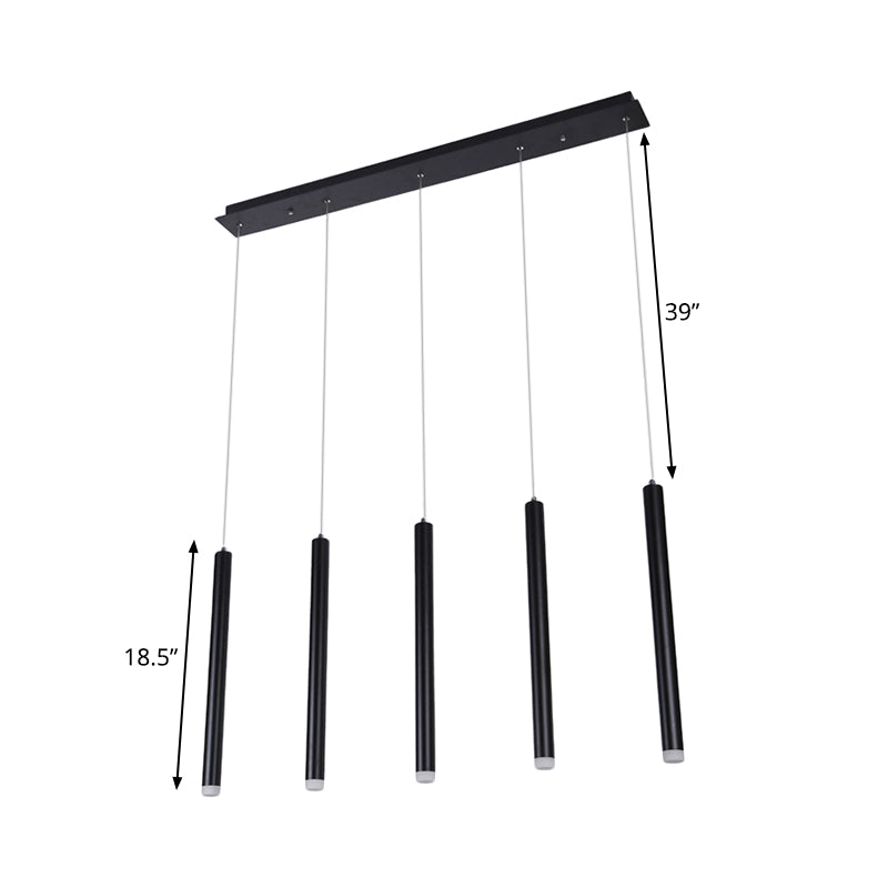 Black Pipe Pendant Lighting Modern 5/16 Lights Metal Cluster Pendant Light with Linear/Round/Rectangle Canopy in Warm/White Clearhalo 'Ceiling Lights' 'Modern Pendants' 'Modern' 'Pendant Lights' 'Pendants' Lighting' 165652