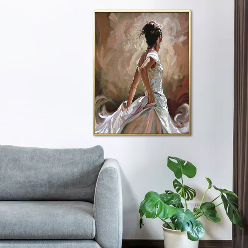 Glam Style Dancing Girl Painting Pastel Color Guest Room Wall Art, Multiple Sizes Clearhalo 'Arts' 'Canvas Art' 1656571