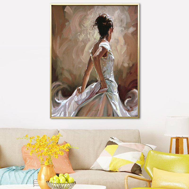 Glam Style Dancing Girl Painting Pastel Color Guest Room Wall Art, Multiple Sizes Clearhalo 'Arts' 'Canvas Art' 1656572