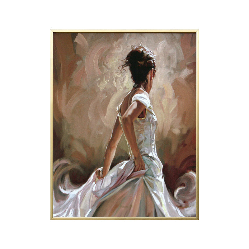 Glam Style Dancing Girl Painting Pastel Color Guest Room Wall Art, Multiple Sizes Clearhalo 'Arts' 'Canvas Art' 1656573