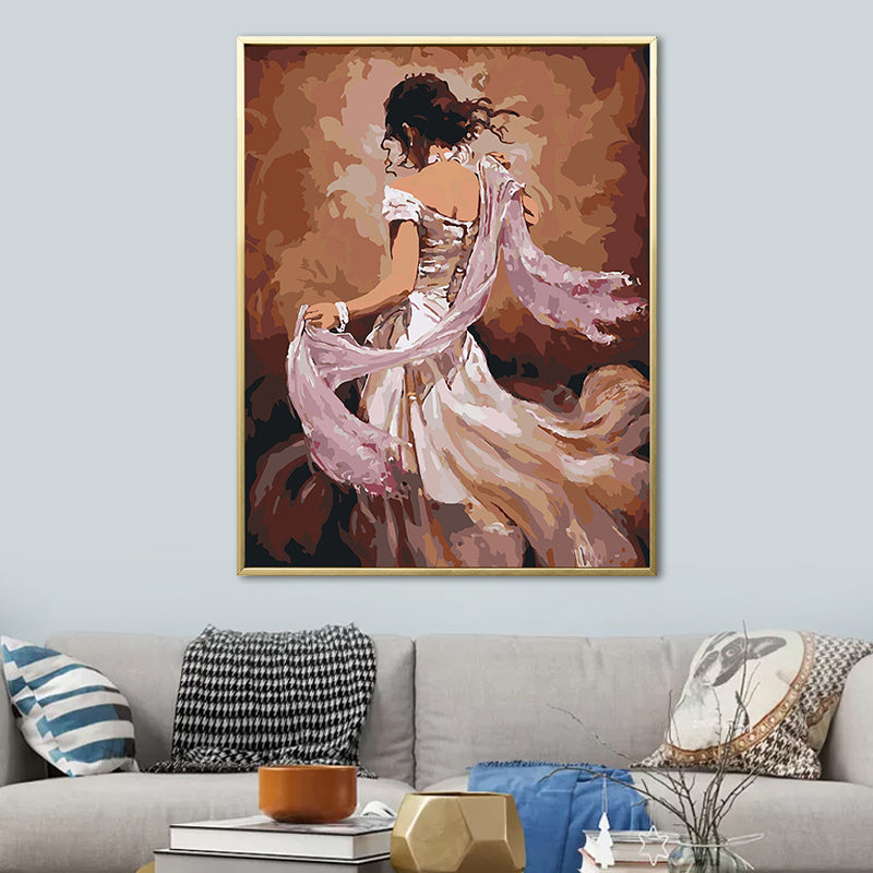 Glam Style Dancing Girl Painting Pastel Color Guest Room Wall Art, Multiple Sizes Clearhalo 'Arts' 'Canvas Art' 1656576