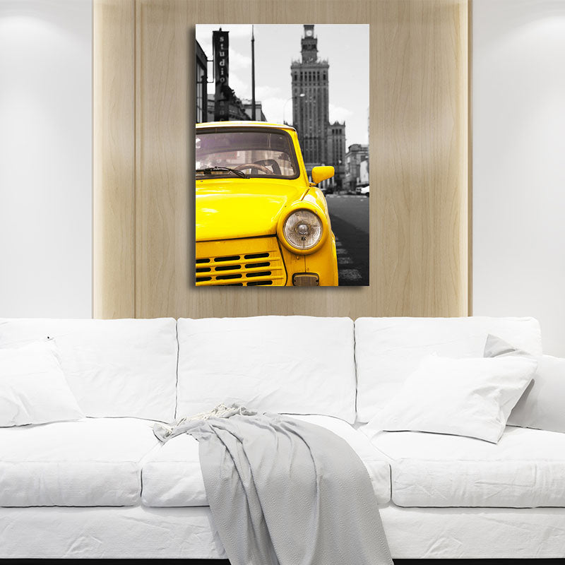 City Traffic View Art Print Yellow and Grey Canvas Wall Decor for Home, Textured Yellow Design 1 Clearhalo 'Art Gallery' 'Canvas Art' 'Contemporary Art Gallery' 'Modern' Arts' 1656587