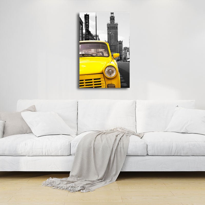 City Traffic View Art Print Yellow and Grey Canvas Wall Decor for Home, Textured Clearhalo 'Art Gallery' 'Canvas Art' 'Contemporary Art Gallery' 'Modern' Arts' 1656589