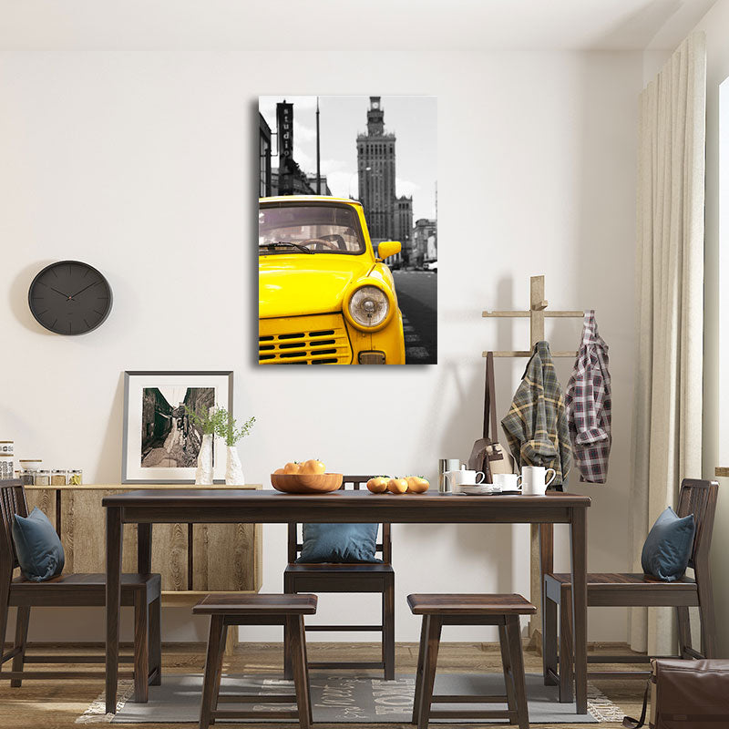 City Traffic View Art Print Yellow and Grey Canvas Wall Decor for Home, Textured Clearhalo 'Art Gallery' 'Canvas Art' 'Contemporary Art Gallery' 'Modern' Arts' 1656591