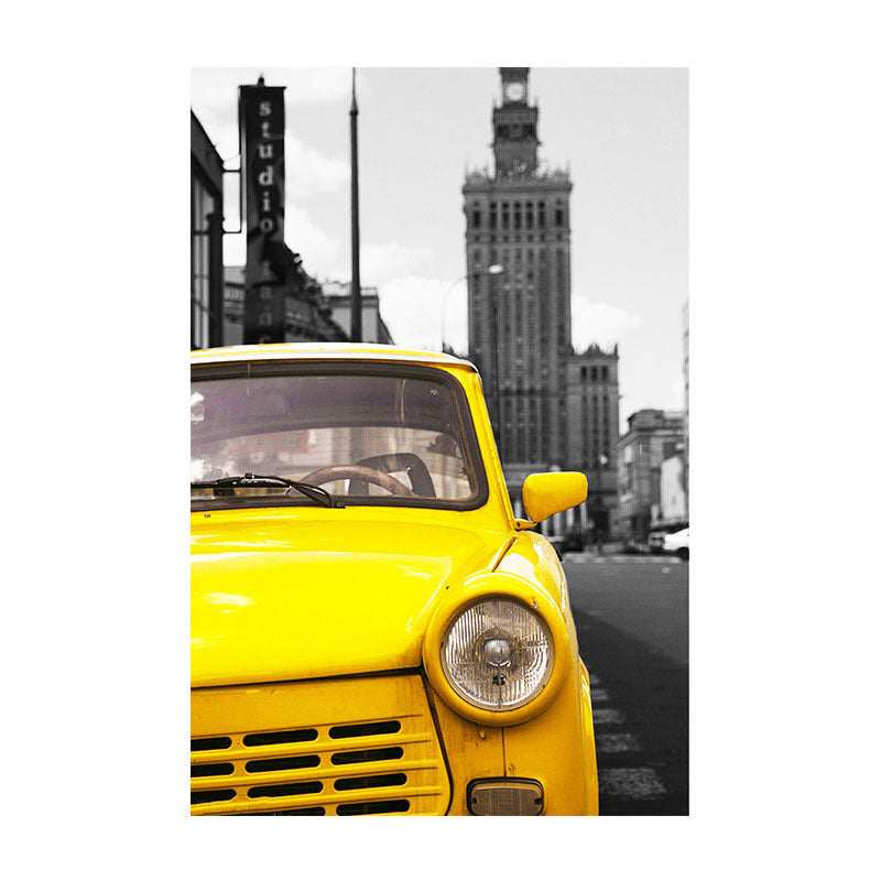 City Traffic View Art Print Yellow and Grey Canvas Wall Decor for Home, Textured Clearhalo 'Art Gallery' 'Canvas Art' 'Contemporary Art Gallery' 'Modern' Arts' 1656593