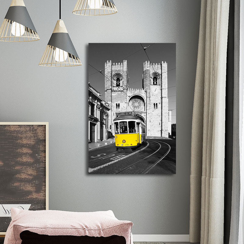 City Traffic View Art Print Yellow and Grey Canvas Wall Decor for Home, Textured Yellow Design 3 Clearhalo 'Art Gallery' 'Canvas Art' 'Contemporary Art Gallery' 'Modern' Arts' 1656601