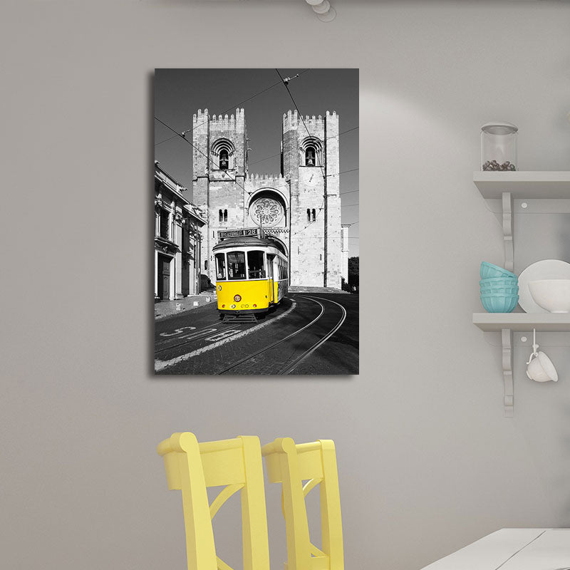 City Traffic View Art Print Yellow and Grey Canvas Wall Decor for Home, Textured Clearhalo 'Art Gallery' 'Canvas Art' 'Contemporary Art Gallery' 'Modern' Arts' 1656602