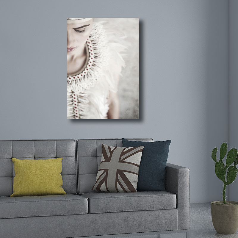 Minimalism Girl Canvas Print White Decorative Wall Art Decor for Drawing Room, Multiple Sizes White Clearhalo 'Art Gallery' 'Canvas Art' 'Contemporary Art Gallery' 'Modern' Arts' 1656683